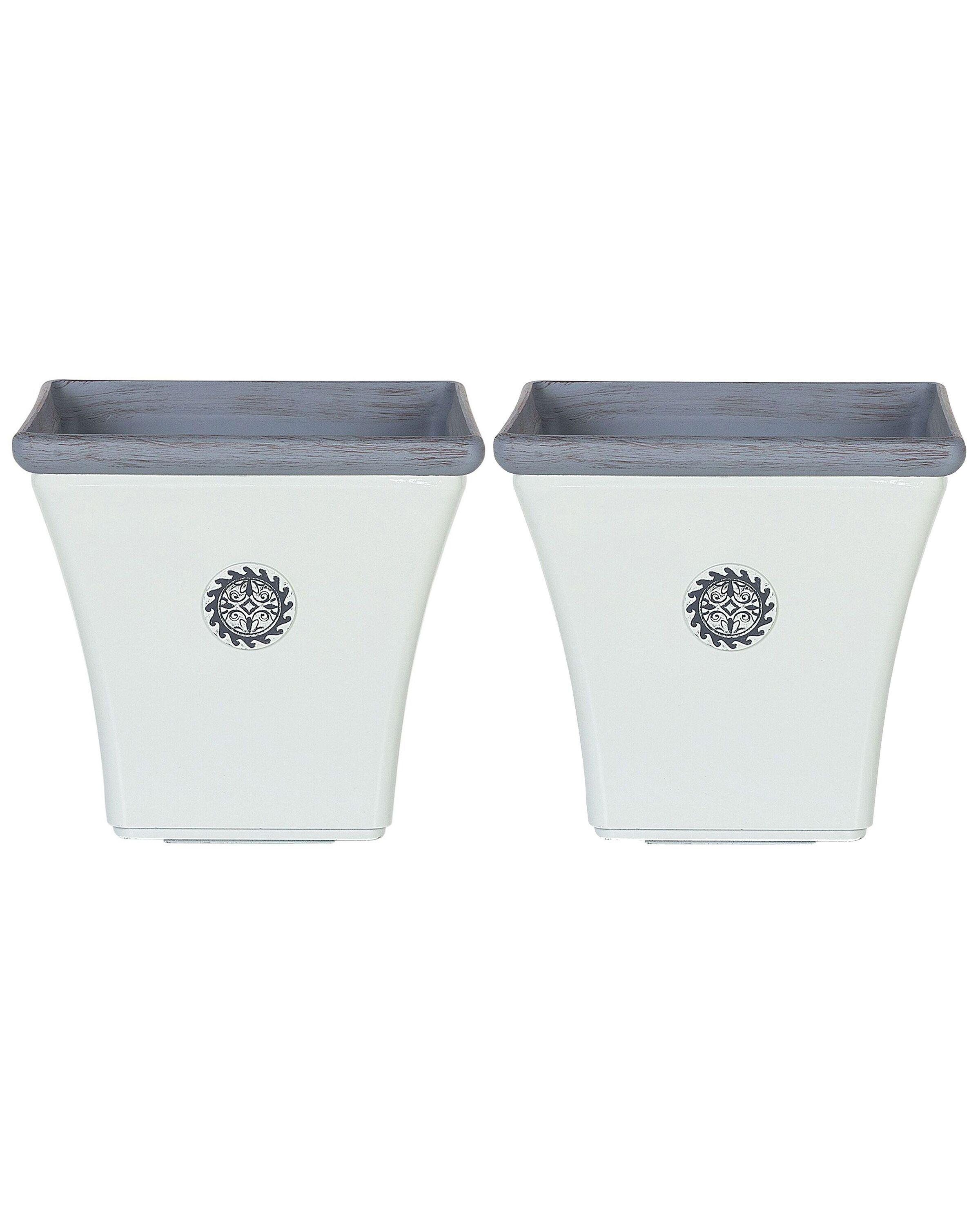 Image of Set mit 2 Blumentöpfen aus Steingemisch Retro ELATEIA Set mit 2 Blumentöpfen aus Steingemisch Retro ELATEIA