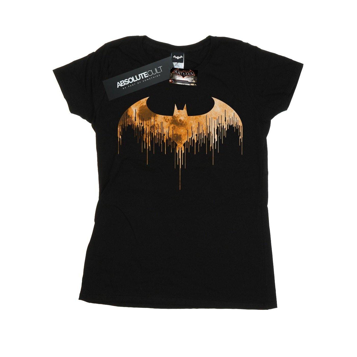 Image of Batman Arkham Knight Halloween Moon Logo Fill Tshirt Damen Schwarz S