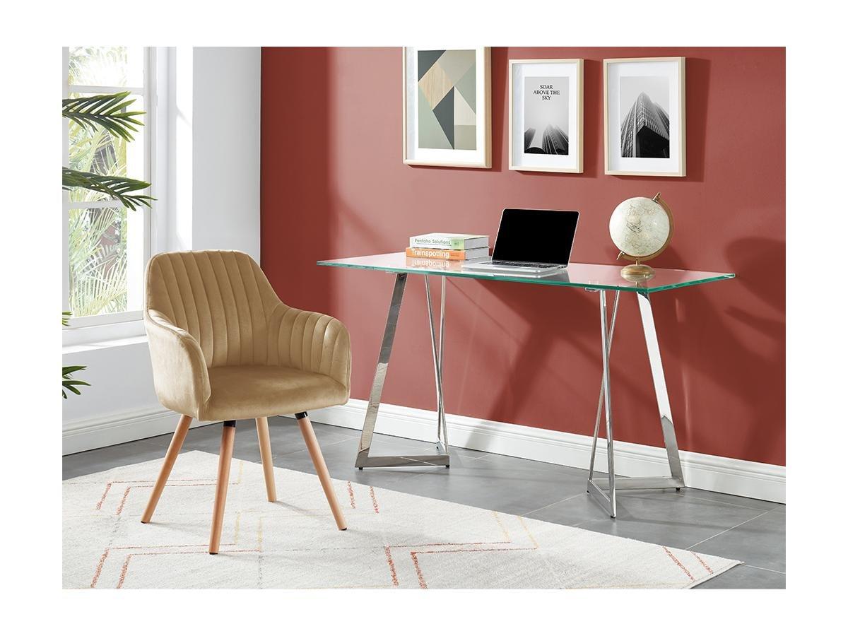 Vente-unique Stuhl mit Armlehnen 2erSet Samt Metall in Holzoptik ELEANA  