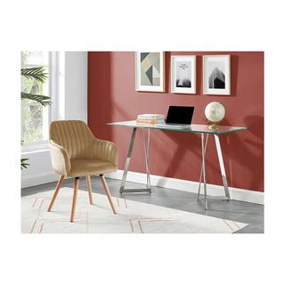 Vente-unique Stuhl mit Armlehnen 2erSet Samt Metall in Holzoptik ELEANA  