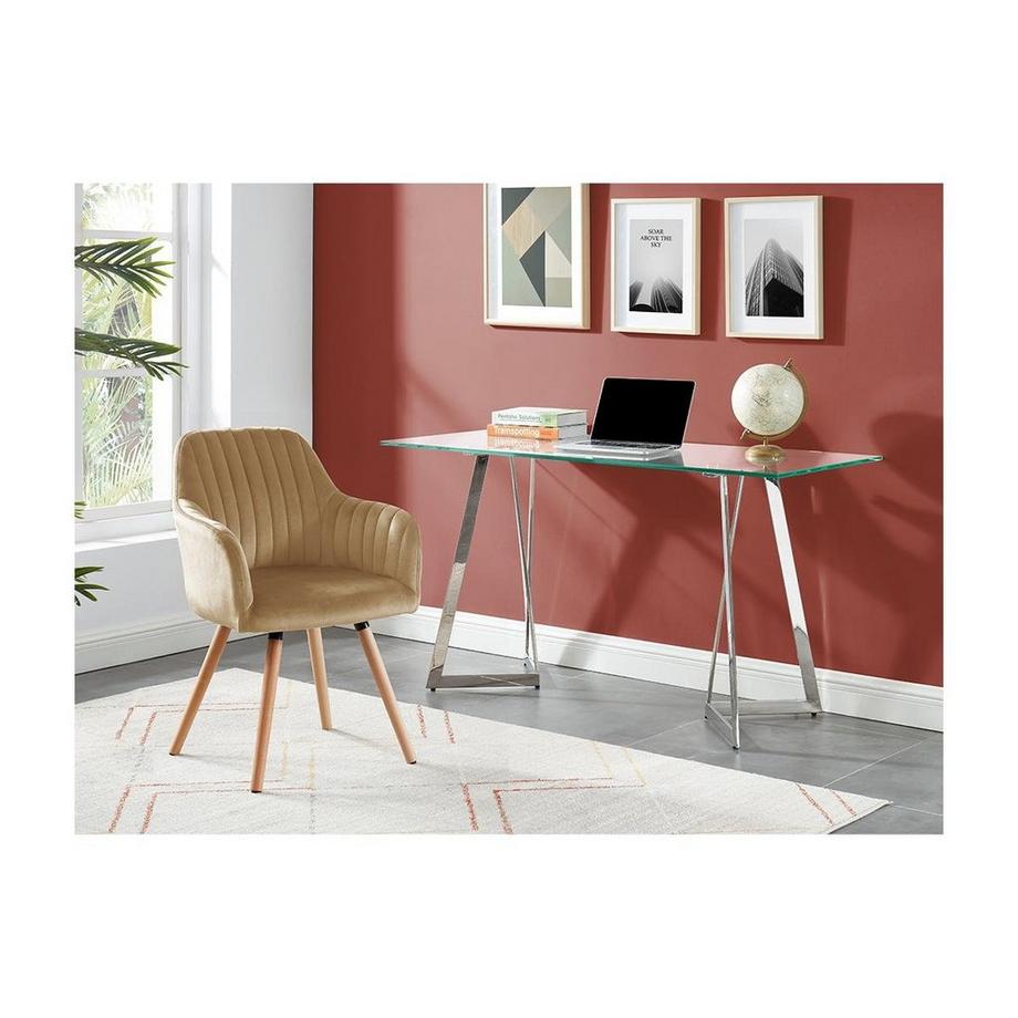 Vente-unique Sedia con braccioli Velluto e Metallo Effetto Legno Lotto di 2 ELEANA  