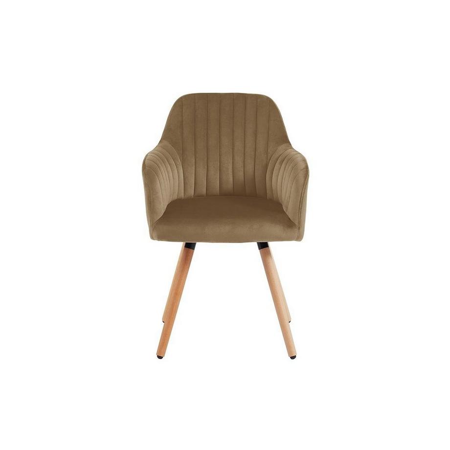 Vente-unique Sedia con braccioli Velluto e Metallo Effetto Legno Lotto di 2 ELEANA  