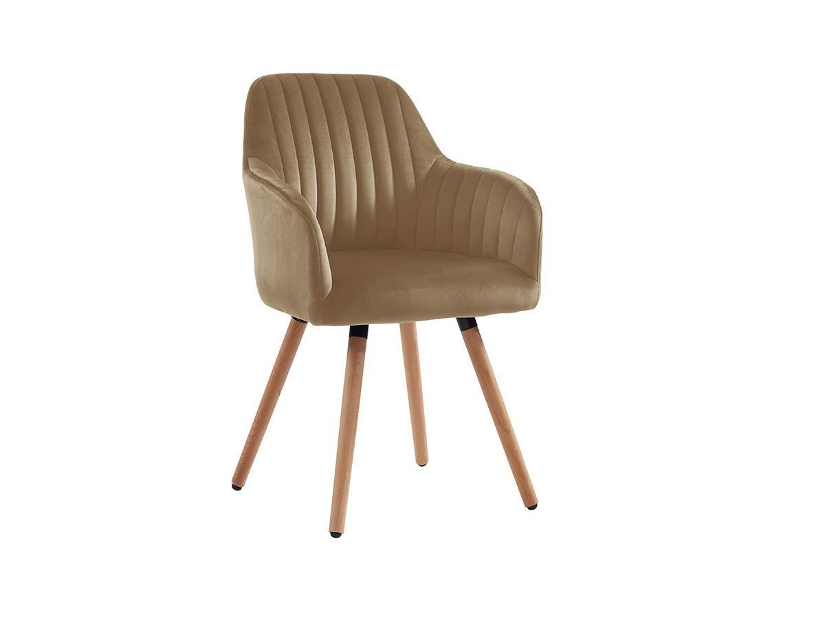 Vente-unique Stuhl mit Armlehnen 2erSet Samt Metall in Holzoptik ELEANA  