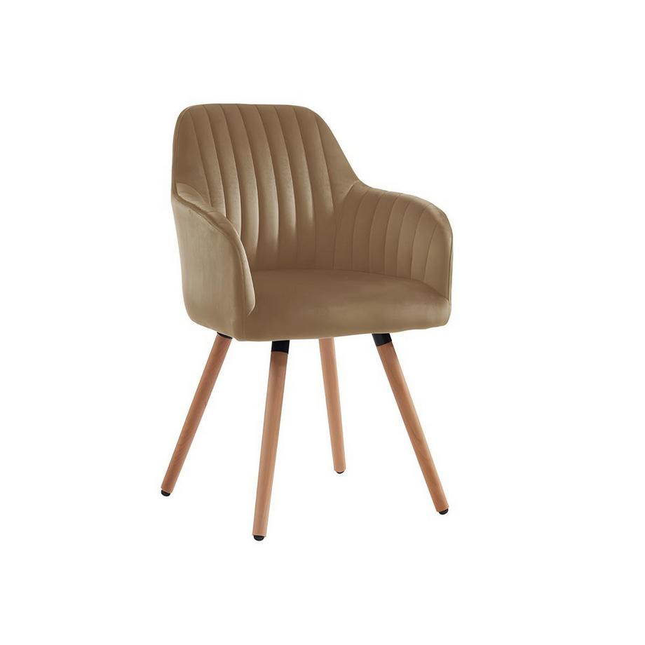 Vente-unique Sedia con braccioli Velluto e Metallo Effetto Legno Lotto di 2 ELEANA  