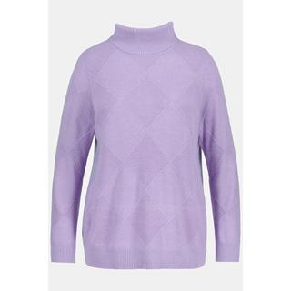 Ulla Popken  Pullover, Rhomben-Strukturmix, Rollkragen, Langarm 