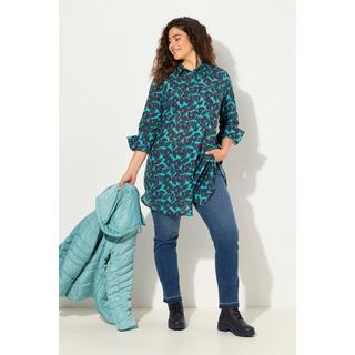 Ulla Popken  Blusa dal taglio lungo e svasato con Paisley, colletto da camicia e maniche lunghe 