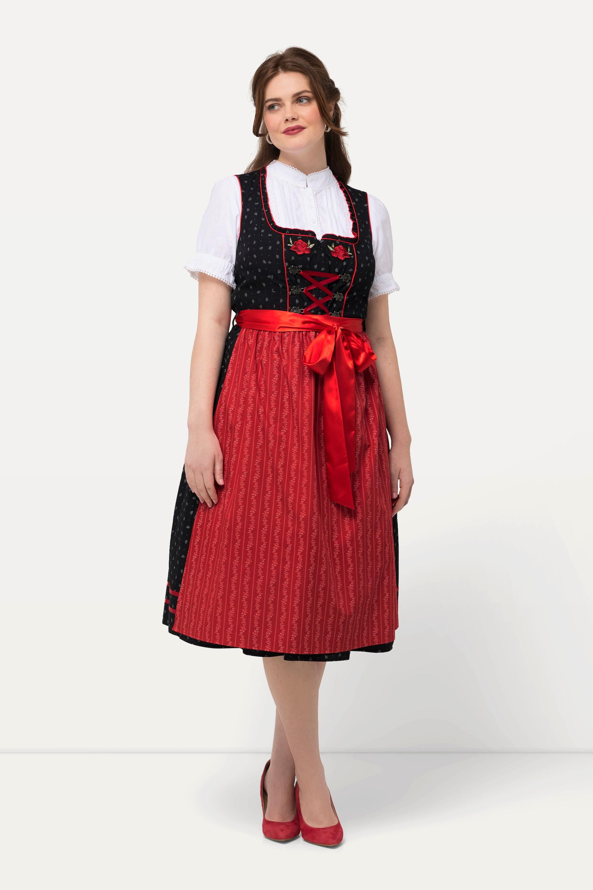 Ulla Popken  Dirndl, Blütenstickerei, Carree-Ausschnitt, ärmellos 