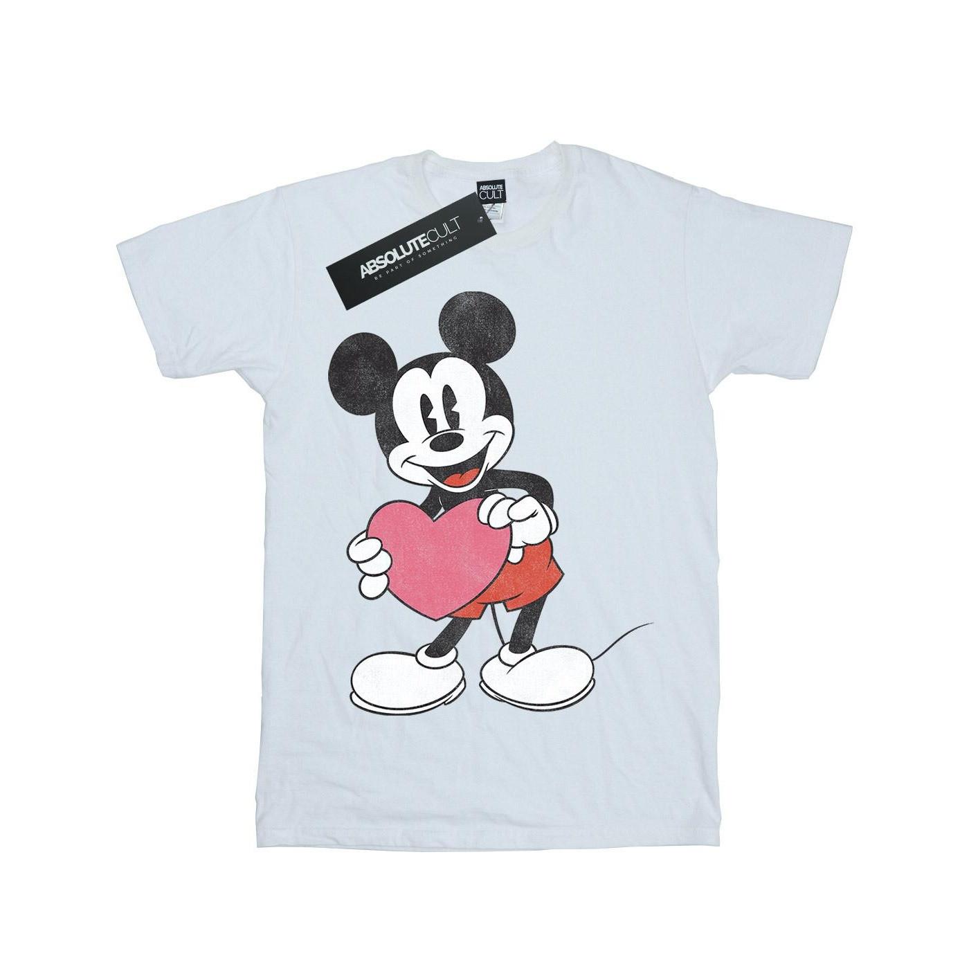 Image of Mickey Mouse Valentine Heart Tshirt Unisex Weiss 152-158