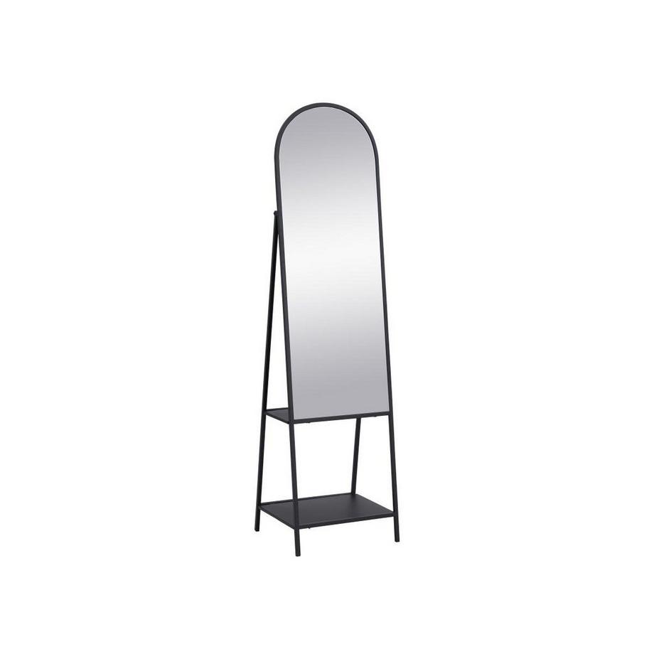 Vente-unique Miroir sur pied avec 2 étagères - Métal - L.46 x P. 41 x H. 172 cm - Noir -  LIVIO  