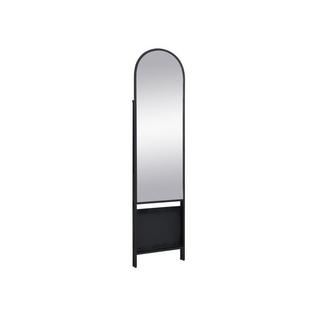 Vente-unique Standspiegel mit 2 Ablagefächern - Metall - 46 x 41 x 172 cm - Schwarz - LIVIO  