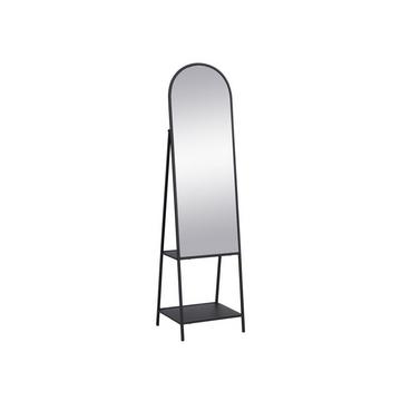 Standspiegel mit 2 Ablagefächern - Metall - 46 x 41 x 172 cm - Schwarz - LIVIO