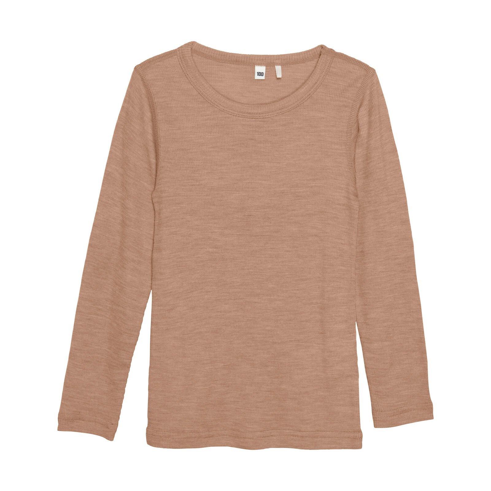 Image of Woll Langarmshirt Macaroon Jungen Braun 140