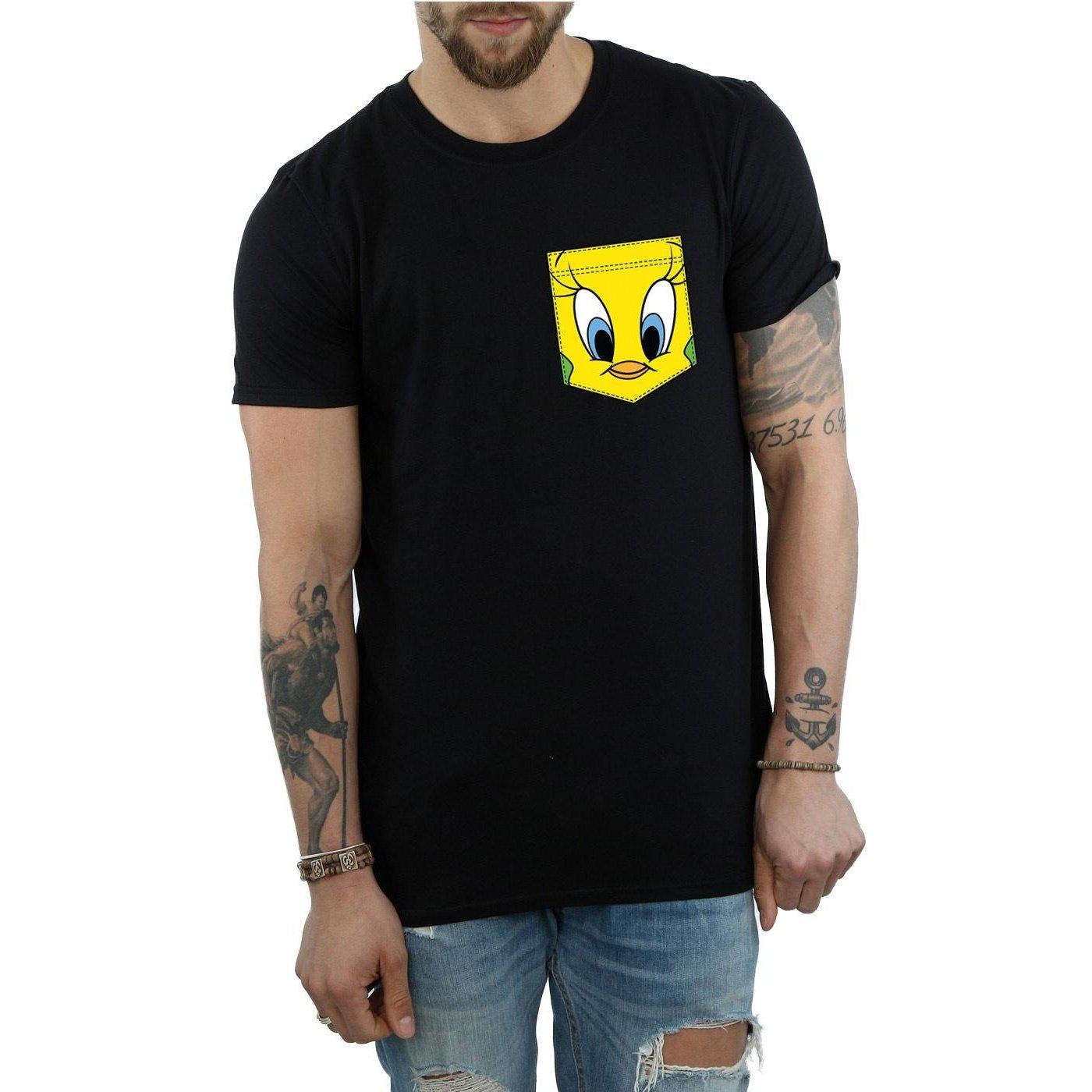 LOONEY TUNES  Tweety Pie Face Faux Pocket TShirt 