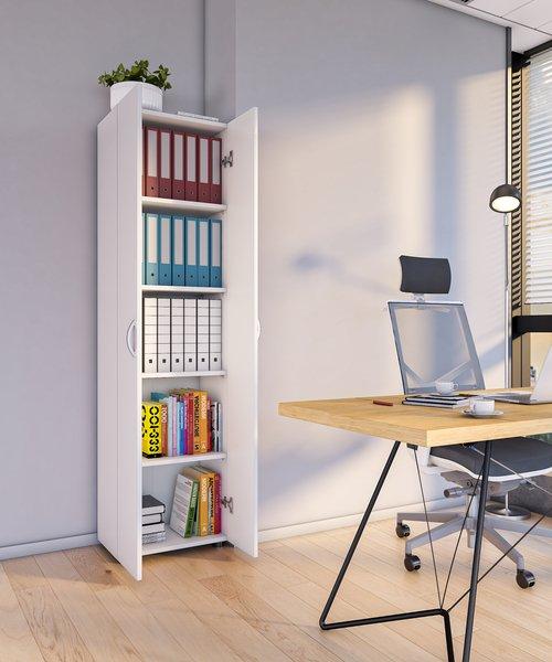 VCM Armoire de bureau Livres Classeurs Meuble de bureau Armoire Ulas 5 portes battantes  