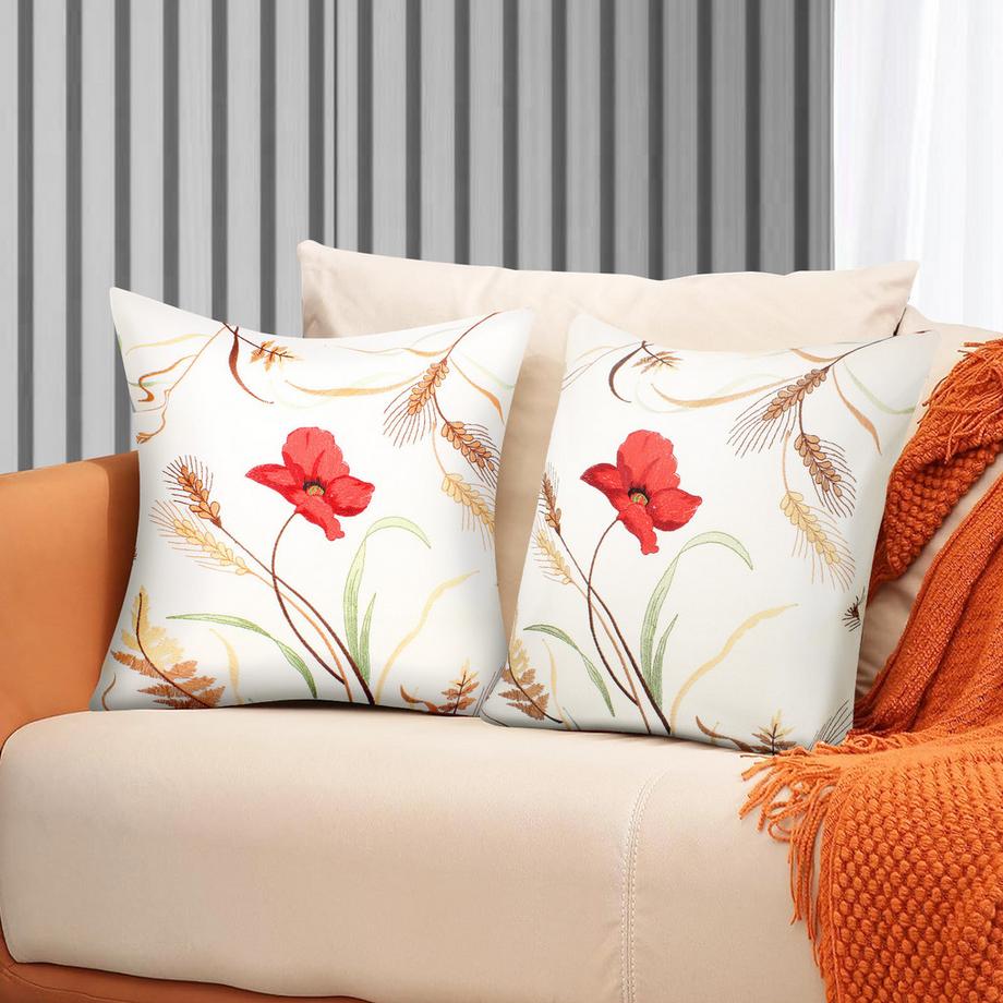 Avizar Lot 2 Housses de Coussin Fleur et Epi  