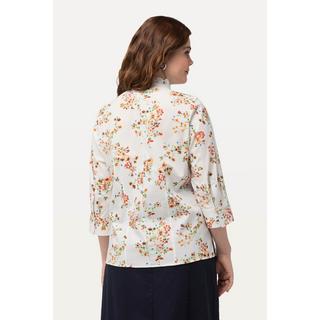 Ulla Popken  Blusa dal taglio squadrato con fiori, scollo montante e maniche a 3/4 