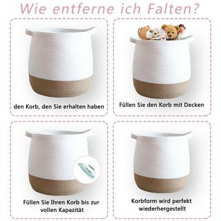 Alopini Großer Korb aus Baumwollseil, geflochtener Aufbewahrungskorb für Spielzeug, Wäsche und Deckenhalter  