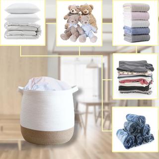 Alopini Großer Korb aus Baumwollseil, geflochtener Aufbewahrungskorb für Spielzeug, Wäsche und Deckenhalter  