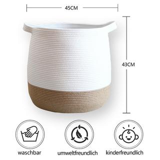 Alopini Großer Korb aus Baumwollseil, geflochtener Aufbewahrungskorb für Spielzeug, Wäsche und Deckenhalter  