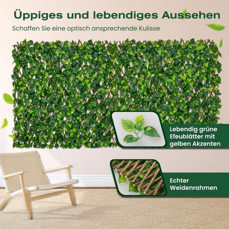 Knstliche Efeu Garten Sichtschutz Pflanzenwand Hecken mit Grn Efeu ONE  SIZE | MANOR