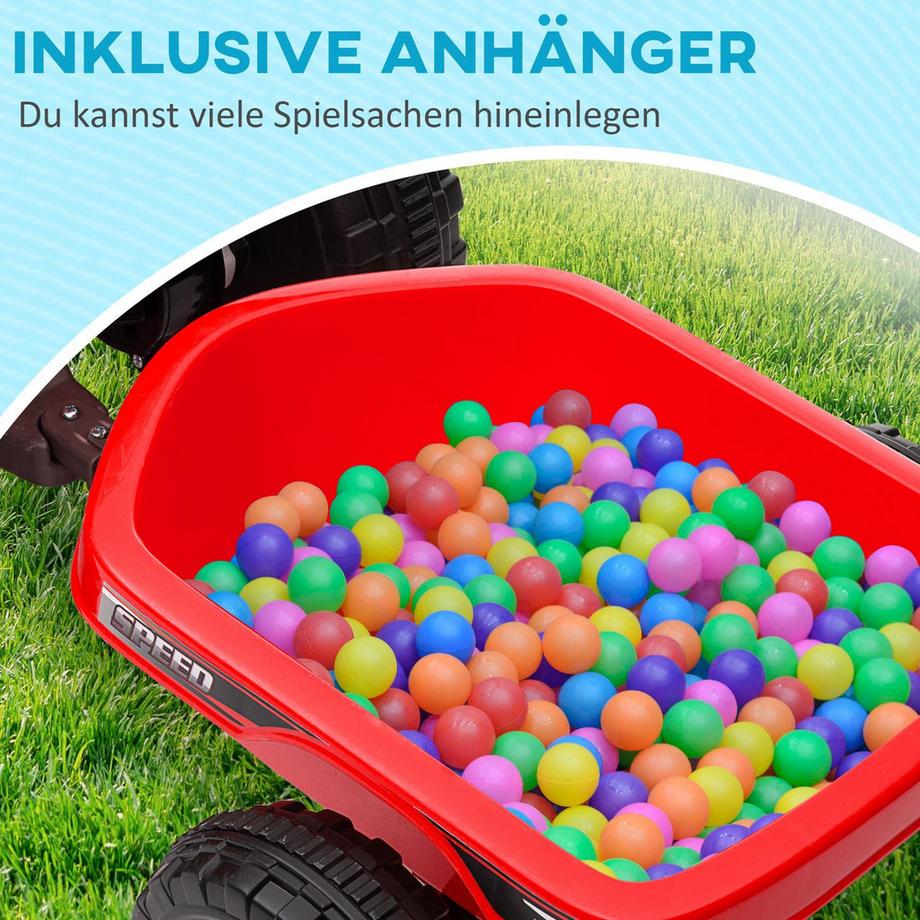 Northio  Elektro Quad kaufen, mit Anhänger, Vorwärts- und Rückwärtsgang, abriebfesten Rädern, Metall, für 1,5-3 Jahre, Belastbarkeit 25 kg, Rot 