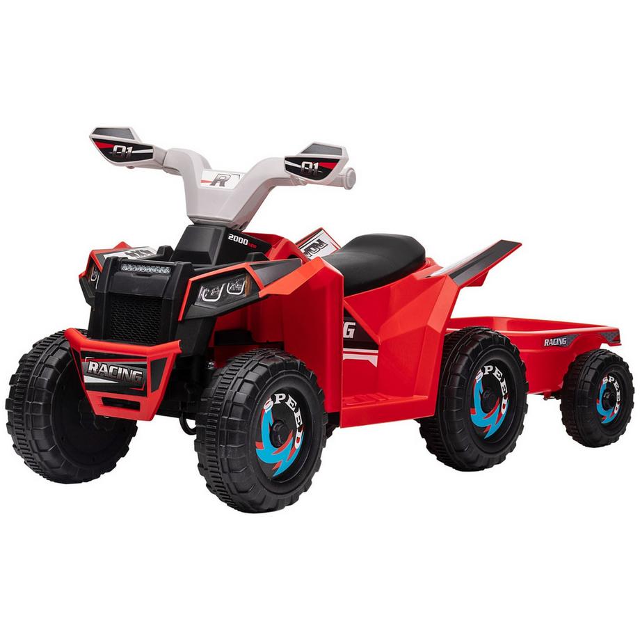 Northio  Elektro Quad kaufen, mit Anhänger, Vorwärts- und Rückwärtsgang, abriebfesten Rädern, Metall, für 1,5-3 Jahre, Belastbarkeit 25 kg, Rot 