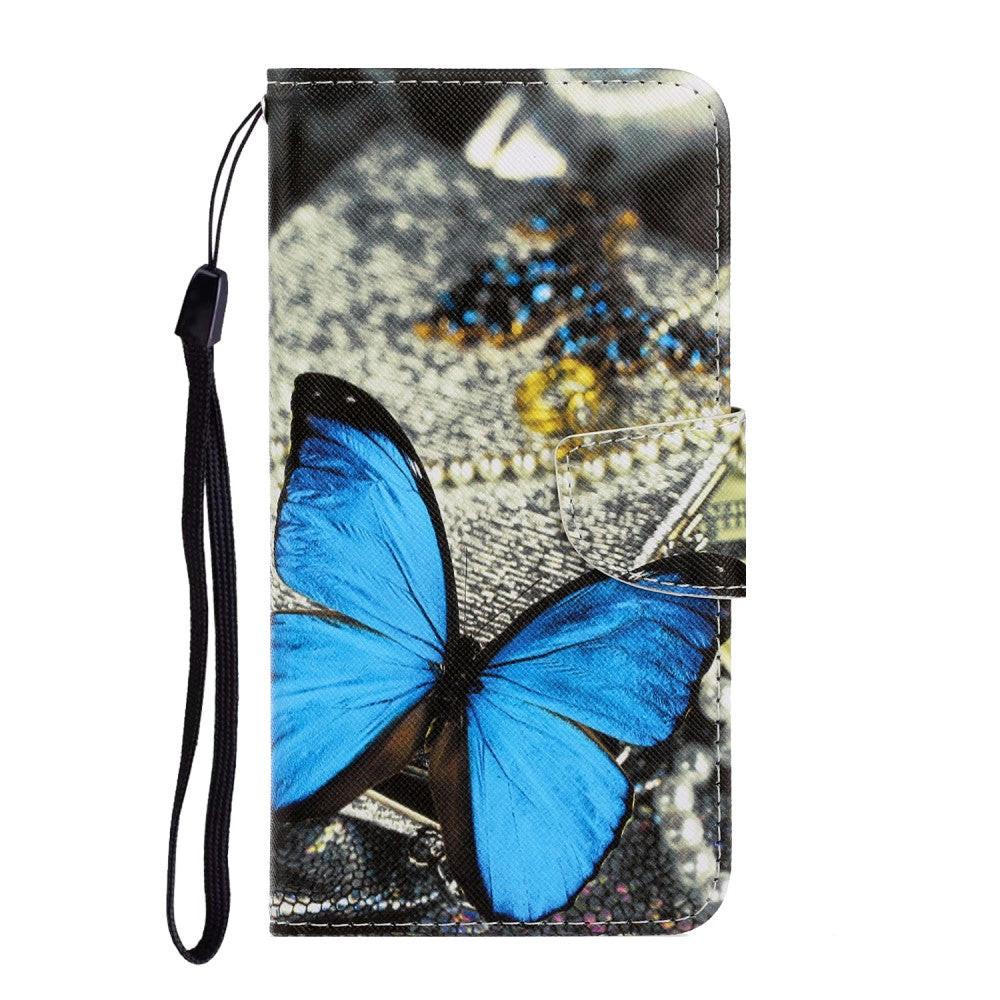 Image of Xiaomi Redmi Note 9 Pro - Leder Hülle Kartenfach Schmetterling Blau