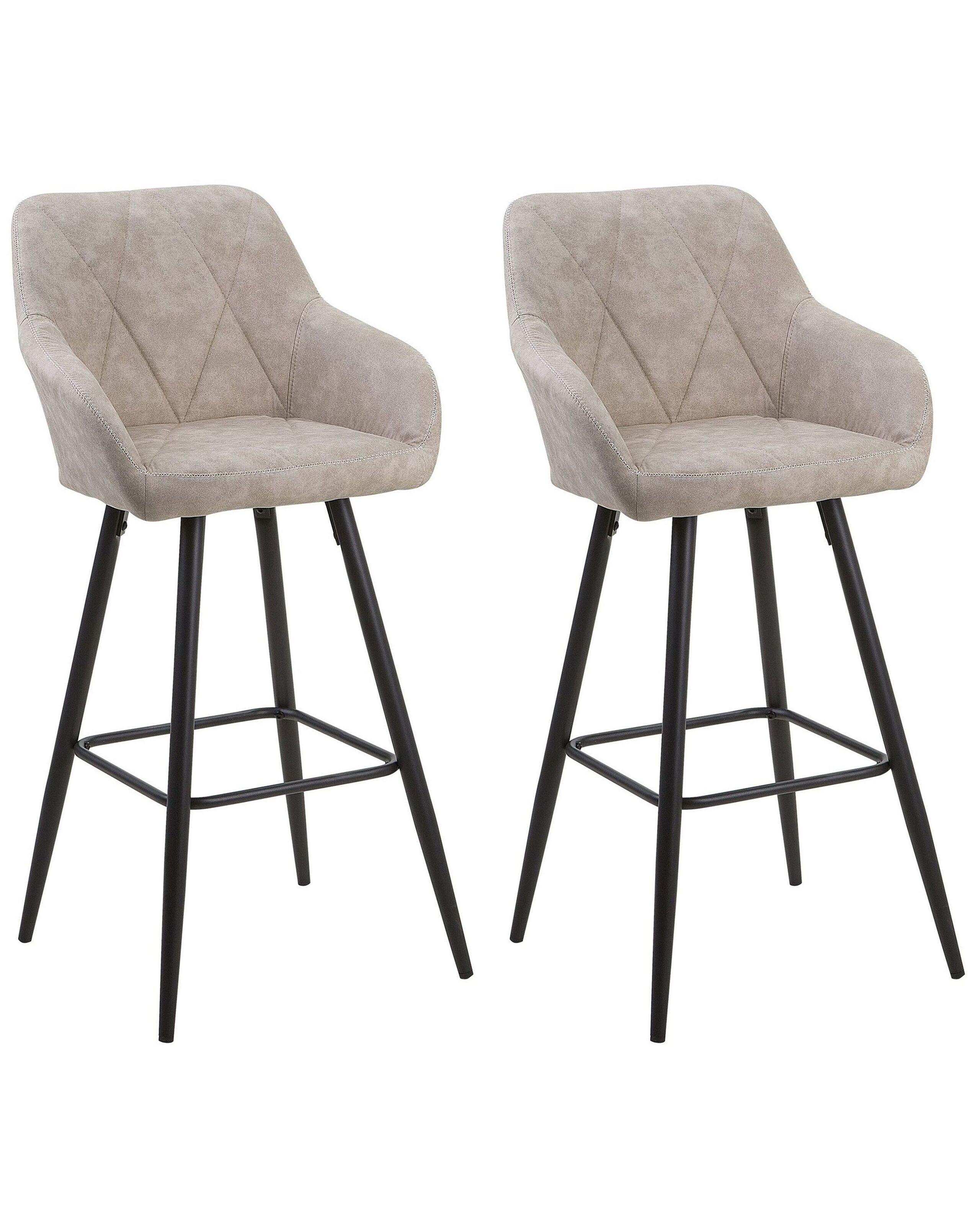 Beliani Lot de 2 chaises de bar en Polyester Glamour DARIEN  