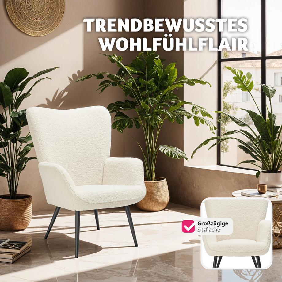 Tectake Poltrona Hygge imbottita, ergonomica, carico massimo 150 kg  