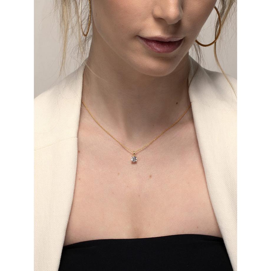 PHANTASYA  Kette mit Zirkonia Anhänger 6mm 1893 Vergoldet 