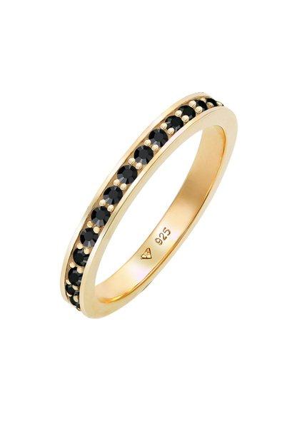 Image of Ring Bandring Funkelnde Kristalle Damen Schwarz 50mm