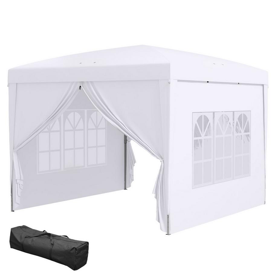 Northio  3x3m Pavillon mit 4 Seitenwänden & Fenstern, UV-Schutz, inkl. Tragetasche, Stahl & Oxford-Gewebe, Weiß 