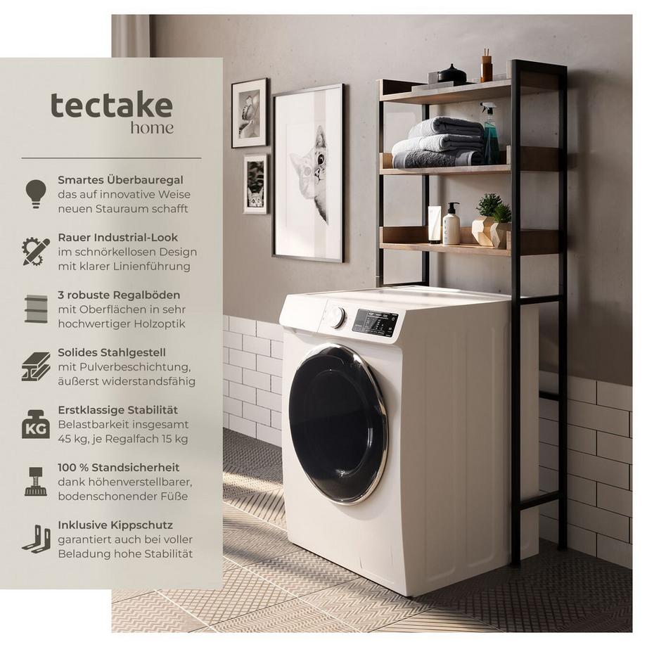 Tectake Badezimmerregal Seattle Industrial Style Holz und Stahl  