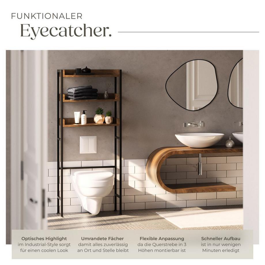 Tectake Badezimmerregal Seattle Industrial Style Holz und Stahl  