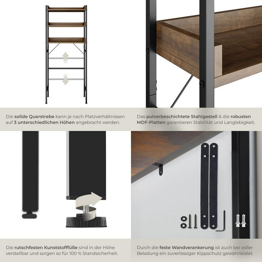 Tectake Badezimmerregal Seattle Industrial Style Holz und Stahl  