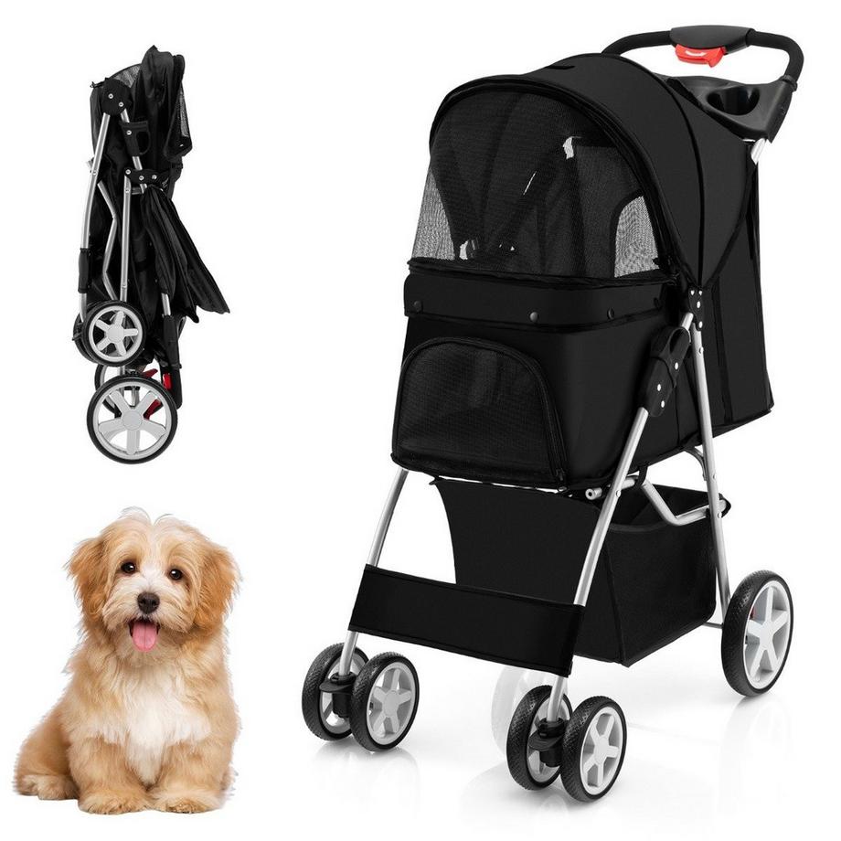 B2X  Poussette pour chien animaux buggy jusqu'à 15 kg 81 x 45 x 101 cm noir 