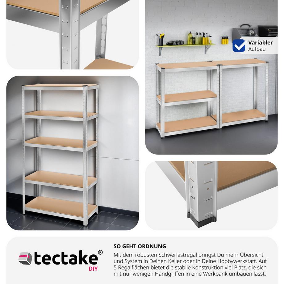 Tectake Schwerlastregal   in verschiedenen Ausführungen verzinktes Stahlgestell  