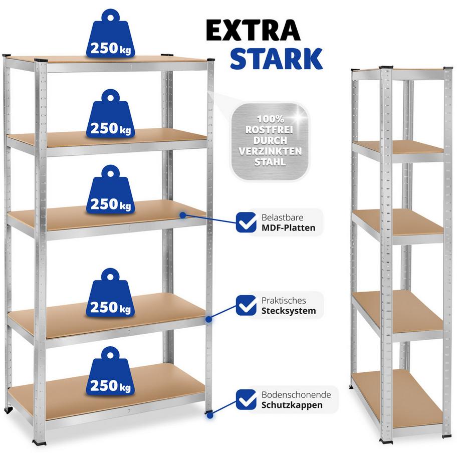 Tectake Schwerlastregal   in verschiedenen Ausführungen verzinktes Stahlgestell  