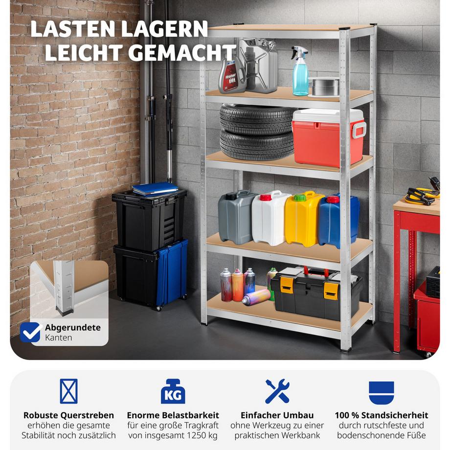 Tectake Schwerlastregal   in verschiedenen Ausführungen verzinktes Stahlgestell  