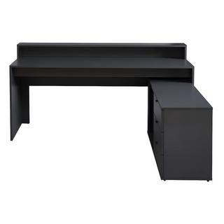 Vente-unique Bureau d'angle gamer NEHA Avec rangements LEDs MDF  
