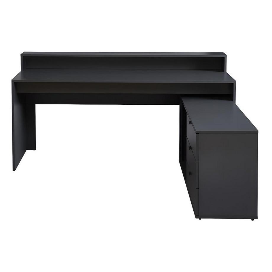 Vente-unique Scrivania angolare gaming con vani portaoggetti e LED in MDF Grigio NEHA  