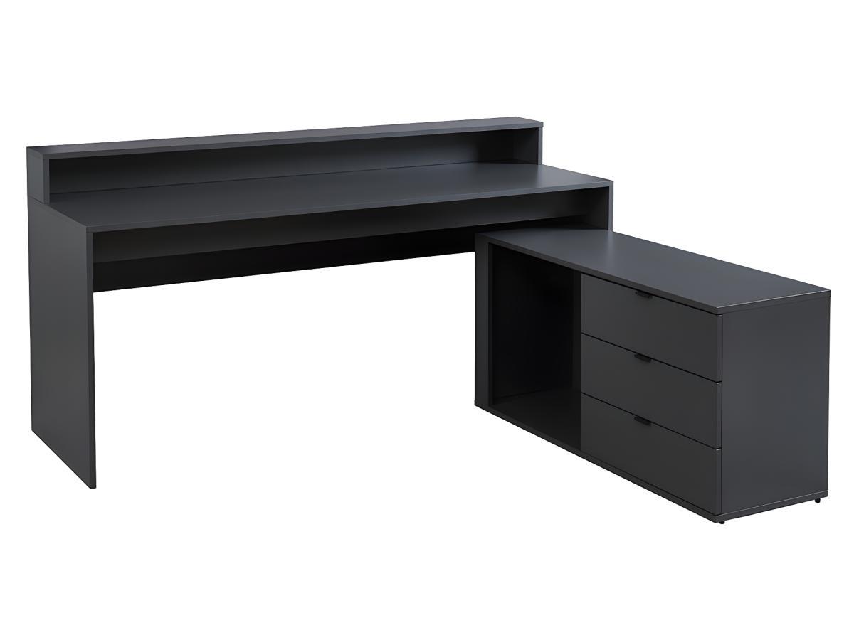 Vente-unique Bureau d'angle gamer NEHA Avec rangements LEDs MDF  