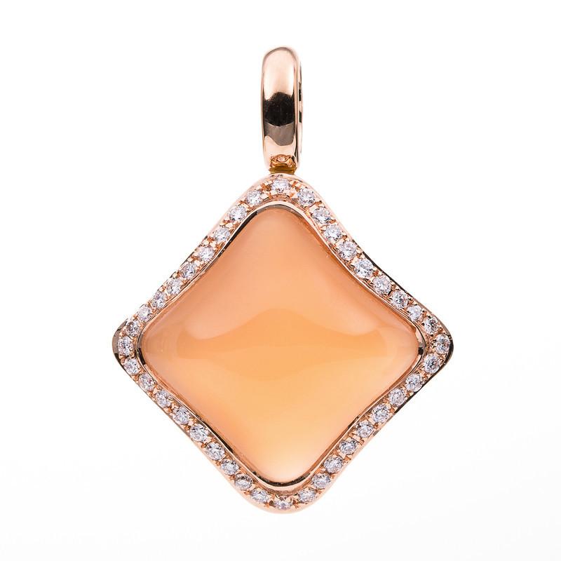 Image of Anhänger 750/18k Rotgold Diamant 0.18ct. Mondstein 6.59ct. Damen Orange ONE SIZE