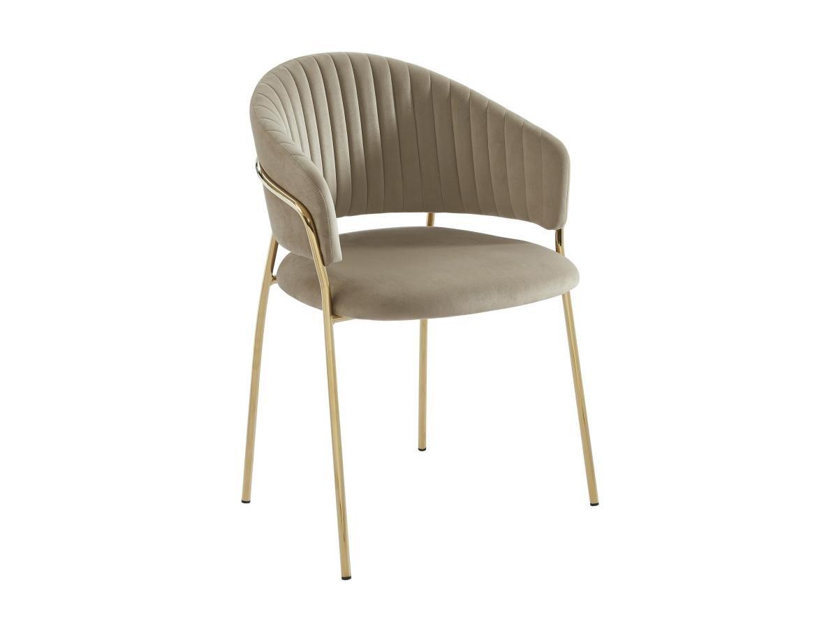 PASCAL MORABITO Lot de 2 chaises en velours et métal doré - Beige - MADOLIA de Pascal MORABITO  