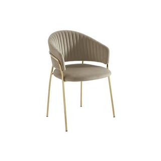 PASCAL MORABITO Lot de 2 chaises en velours et métal doré - Beige - MADOLIA de Pascal MORABITO  