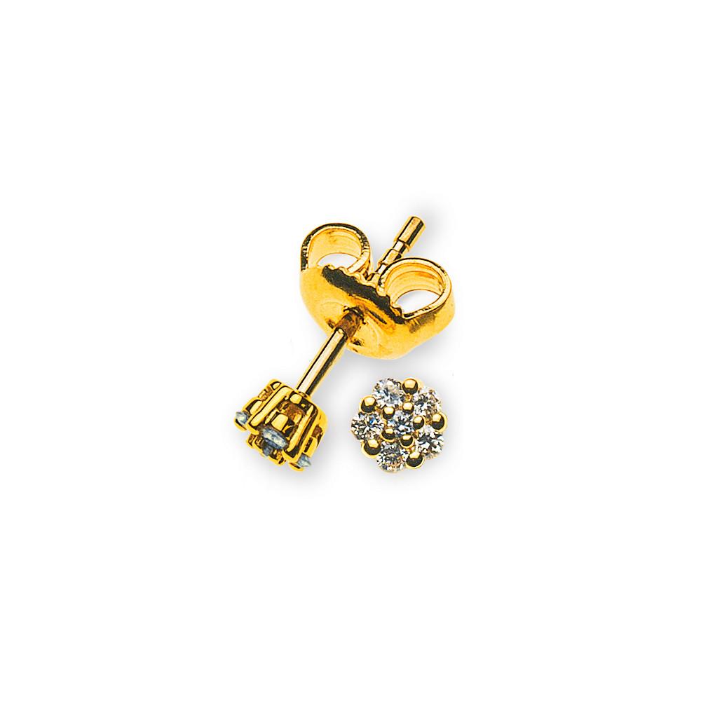 MUAU Schmuck  Clous d'oreilles en diamant or jaune 750 diamants 0,11ct. 4mm 