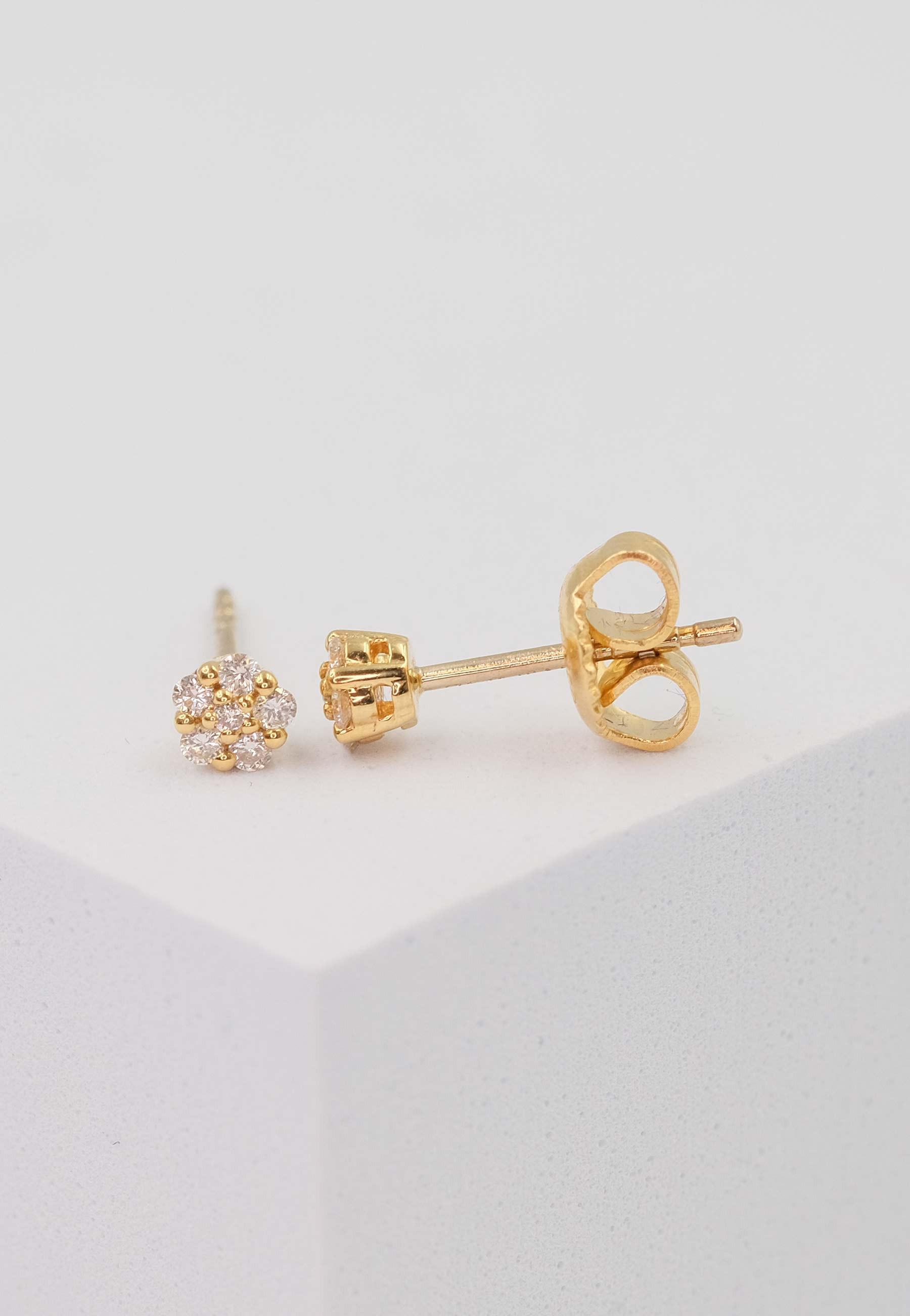 MUAU Schmuck  Clous d'oreilles en diamant or jaune 750 diamants 0,11ct. 4mm 