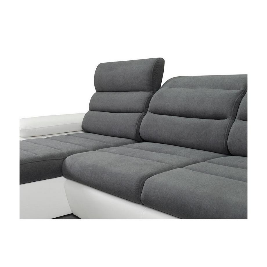 Vente-unique Canapé d'angle panoramique conible en tissu simili BOILEAU Bicolore Angle gauche  