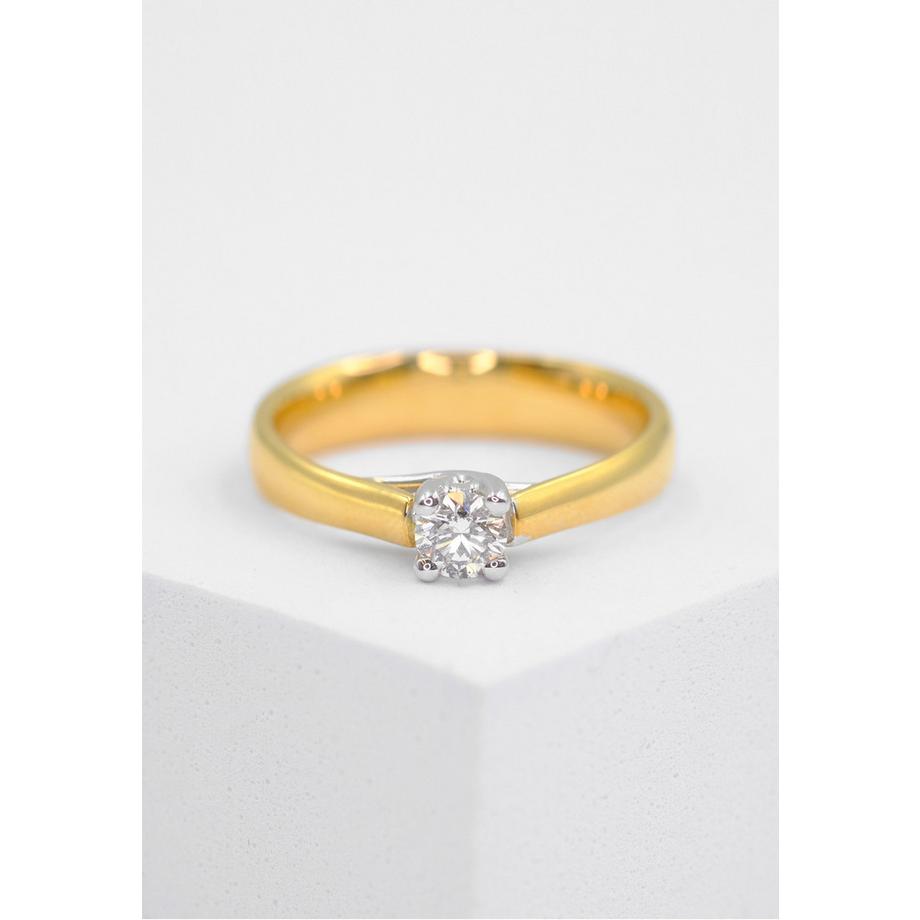 MUAU Schmuck  Bague Solitaire Diamant 0.50ct. Bicolore jaune/blanc or 