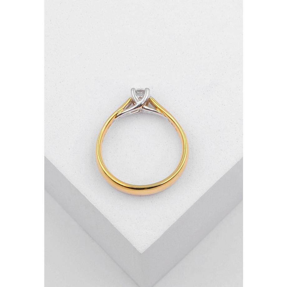 MUAU Schmuck  Bague Solitaire Diamant 0.50ct. Bicolore jaune/blanc or 